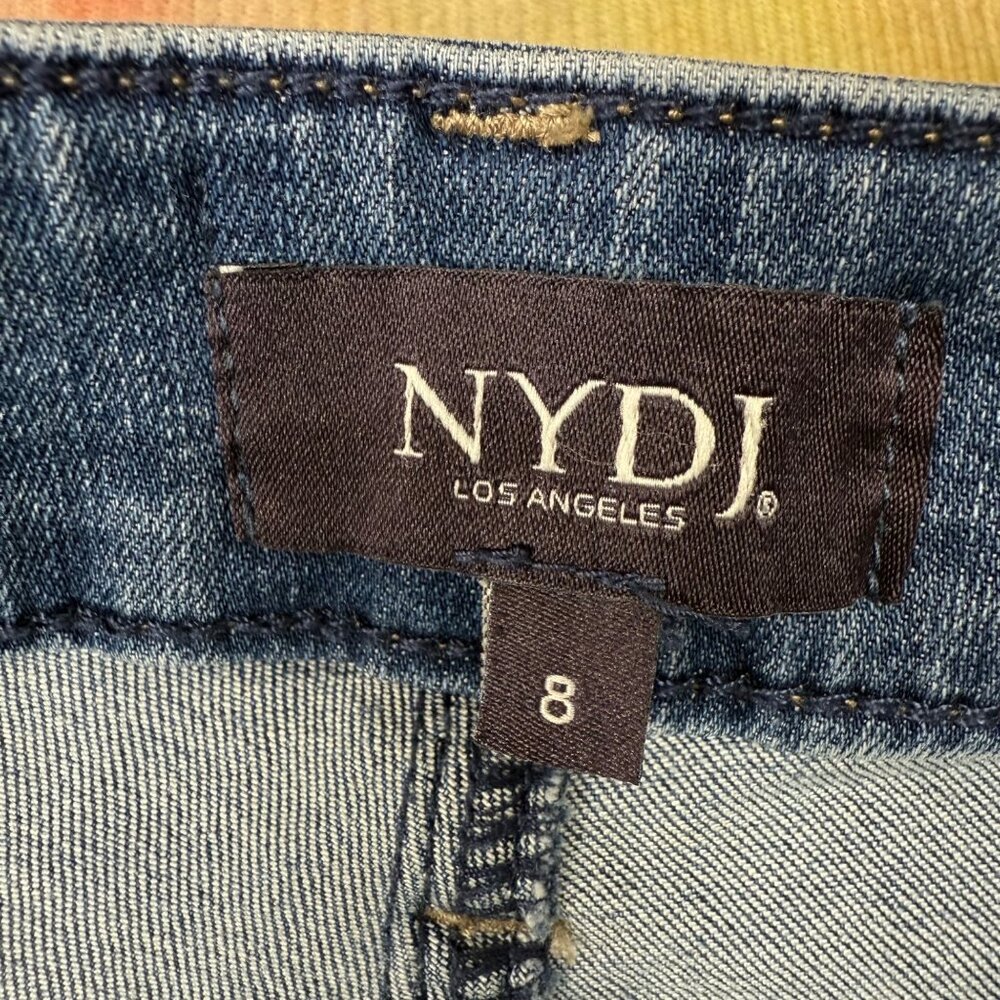 NYDJ Sheri Ankle Jeans Womens Size 8 Blue Light Wash Raw Hem Stretch Denim - Picture 3 of 11